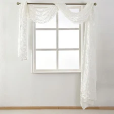 White Window Scarf Valances Extra Long Bed Canopy Curtains Living Room Decor,...