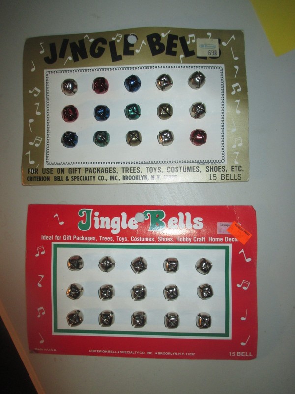Lot 2 New Vintage Criterion 1/2" Jingle Bells Cards 30 Bells 5 Different Colors