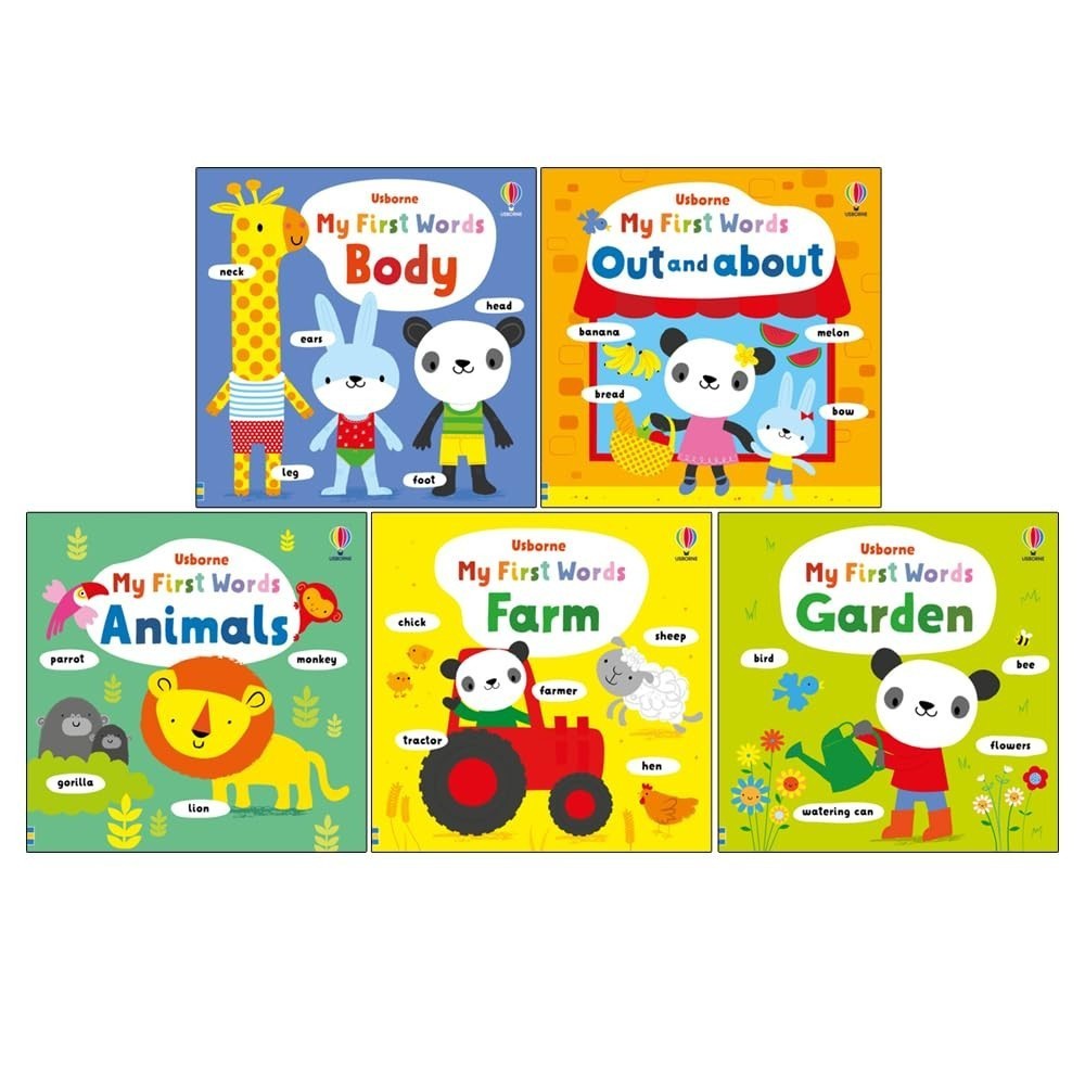 Usborne My First Words Collection 5 Books Set By Fiona Watt Words Body,Garden