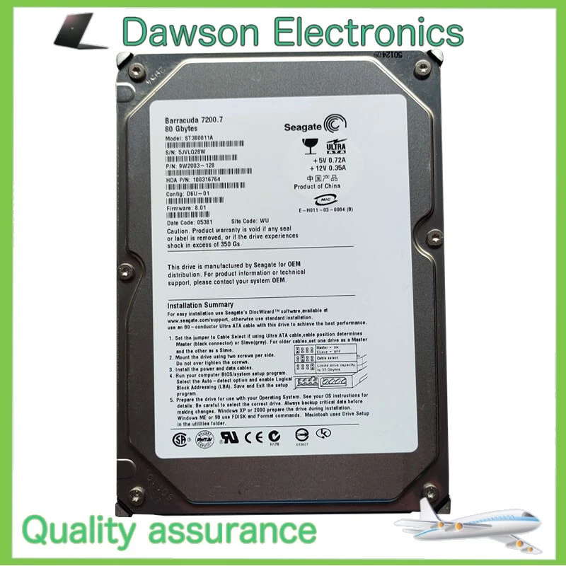 Seagate PATA/IDE/EIDE Internal 7200 RPM Rotation Speed 80 GB