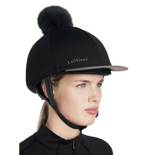 IT06781 LeMieux Classique Pom Hat Silk Helmet Cover - Black NEW
