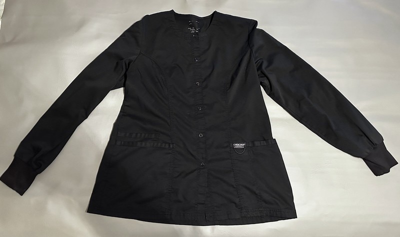 NWT $29 Medium Black Cherokee Scrub Snap Warm Up Jacket WW310 Dental Vet Nurse