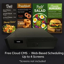 For 4 screens Digital Signage Player for Ads or Digital Menu Boards + Software