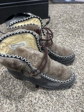 Vintage 1970's Snowland Faux Fur Womens Size 7 Snow Ski Boots Boho Brown Sherpa