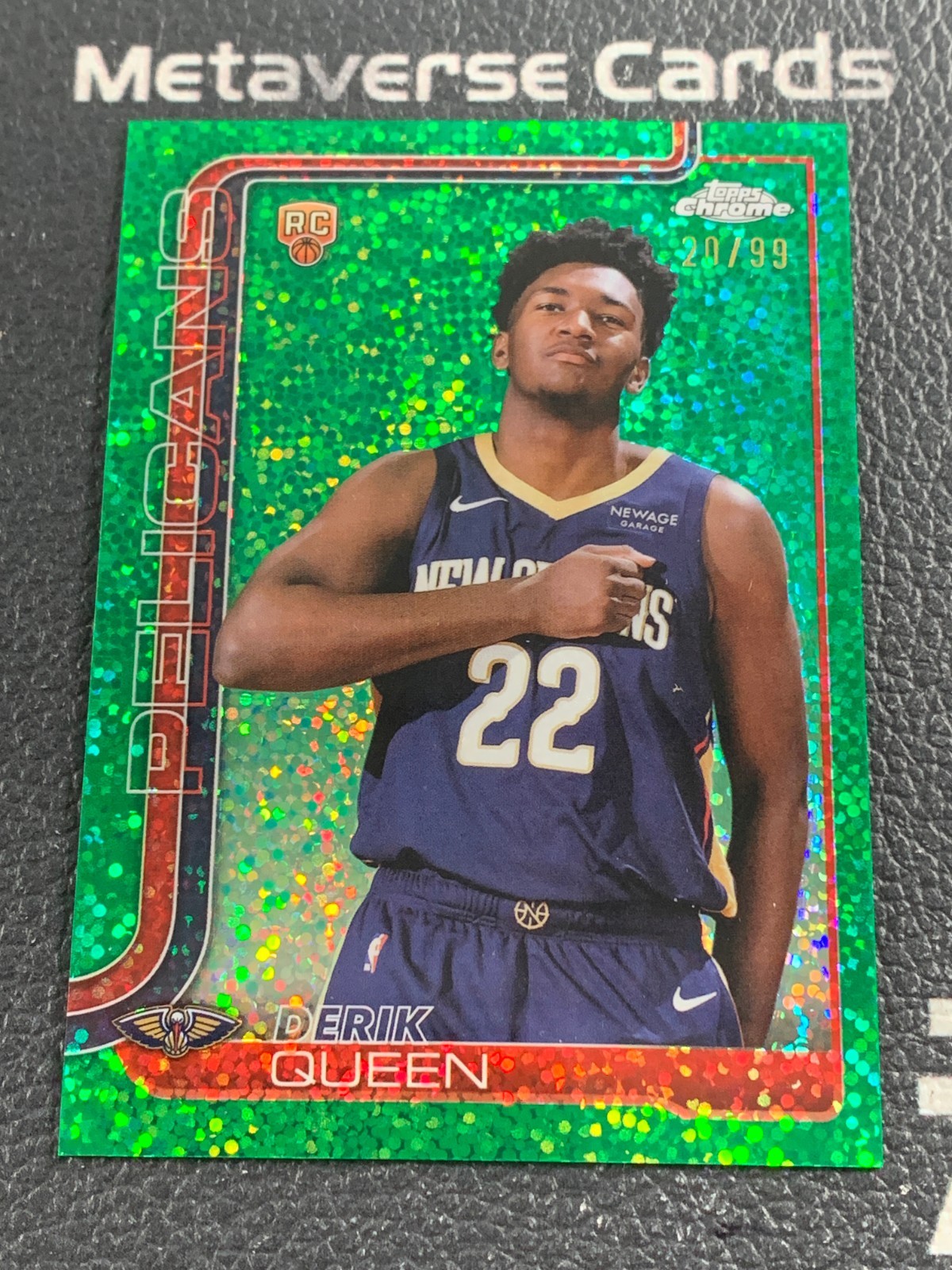2025-26 Topps Chrome Rookie Variation Green Speckle #263 RC Derik Queen 20/99