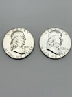 1957 1958 Franklin Half Dollar Proof Silver 90% Gem BU Mirror 2 Coin Lot