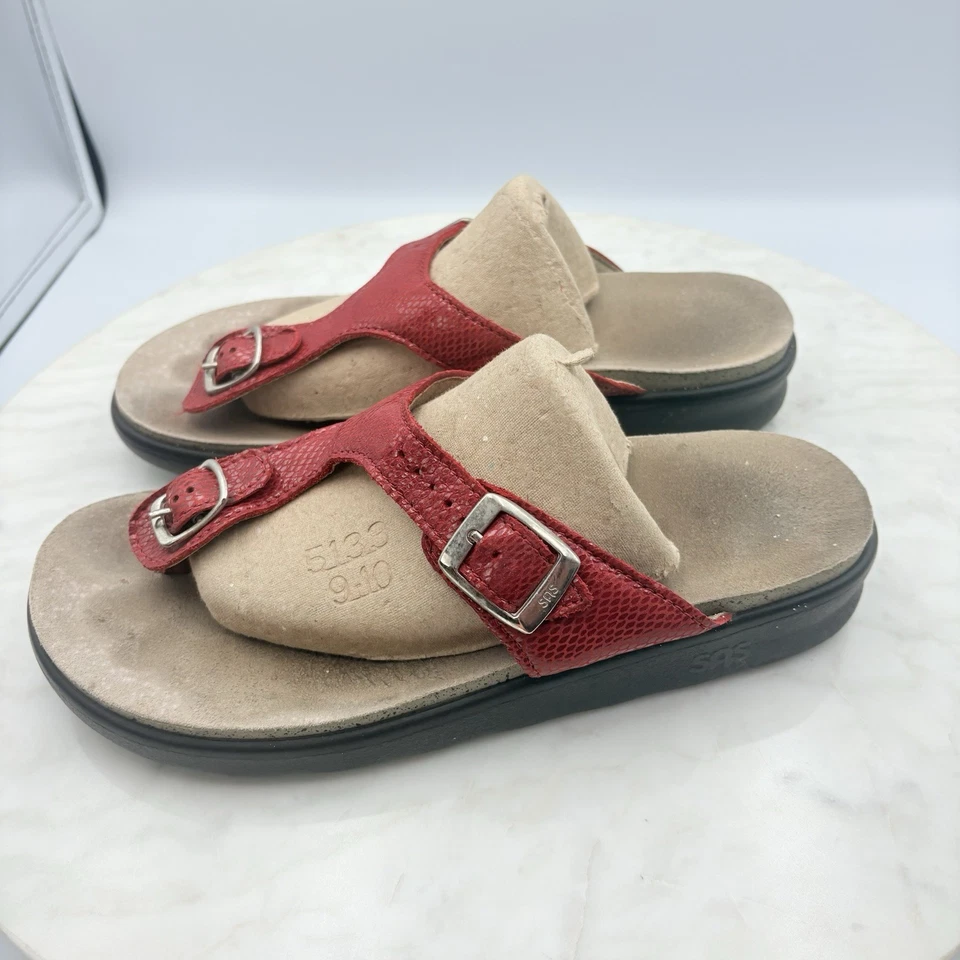 SAS Women’s Red Thong Sanibel Sandals Fits Like A 6.5 Vacation Support Comfort - Image 3 of 4