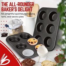 3 PCS Pack 6 Cups Cake Muffin Pan Non-Stick Bakeware Diameter Cups Carbon Steel