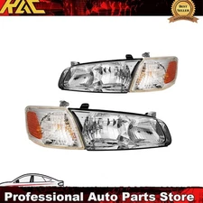 Headlight Assembly For Toyota Camry 2000-2001 Chrome Housing Clear Lens Amber