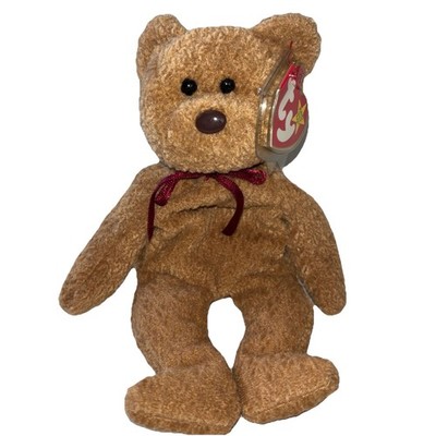 Ty Beanie Baby Curly The Bear 4052 Rare Brown Nose 1993 PVC Pellets, New W/Tags