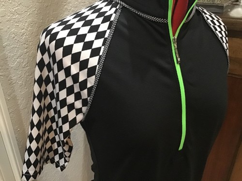 Women's Golf Top by Jofit/Small/Blk white line green check New - Picture 3 of 7