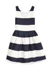 Polo Ralph Lauren White Striped Sleeveless Cotton Dress Girl's L24819 Size 6