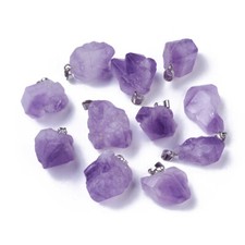 Amethyst Gemstone Nuggets Rocks Pendants Silver Bail Rough Edges 5pcs