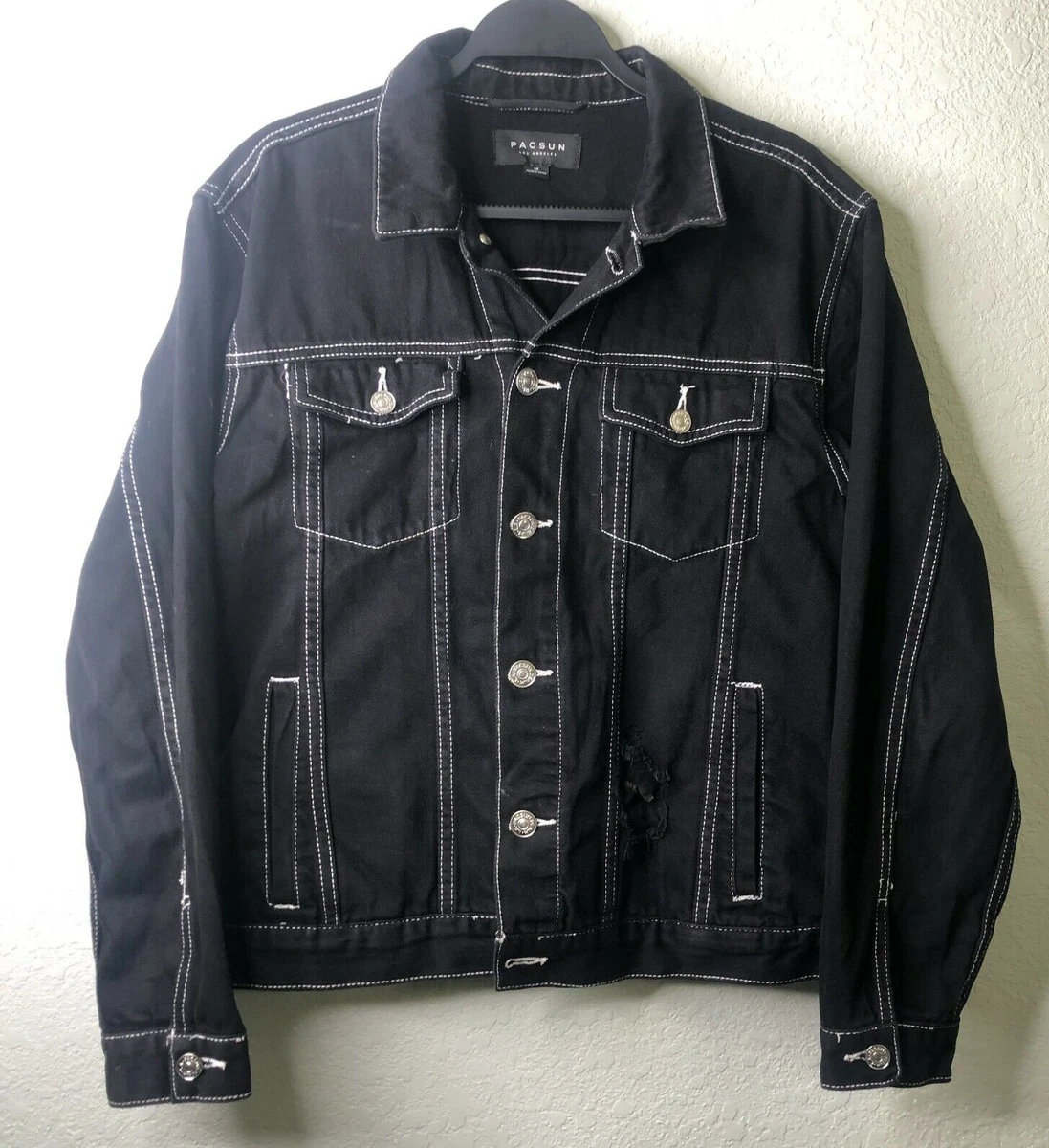 Black denim jacket pacsun hotsell