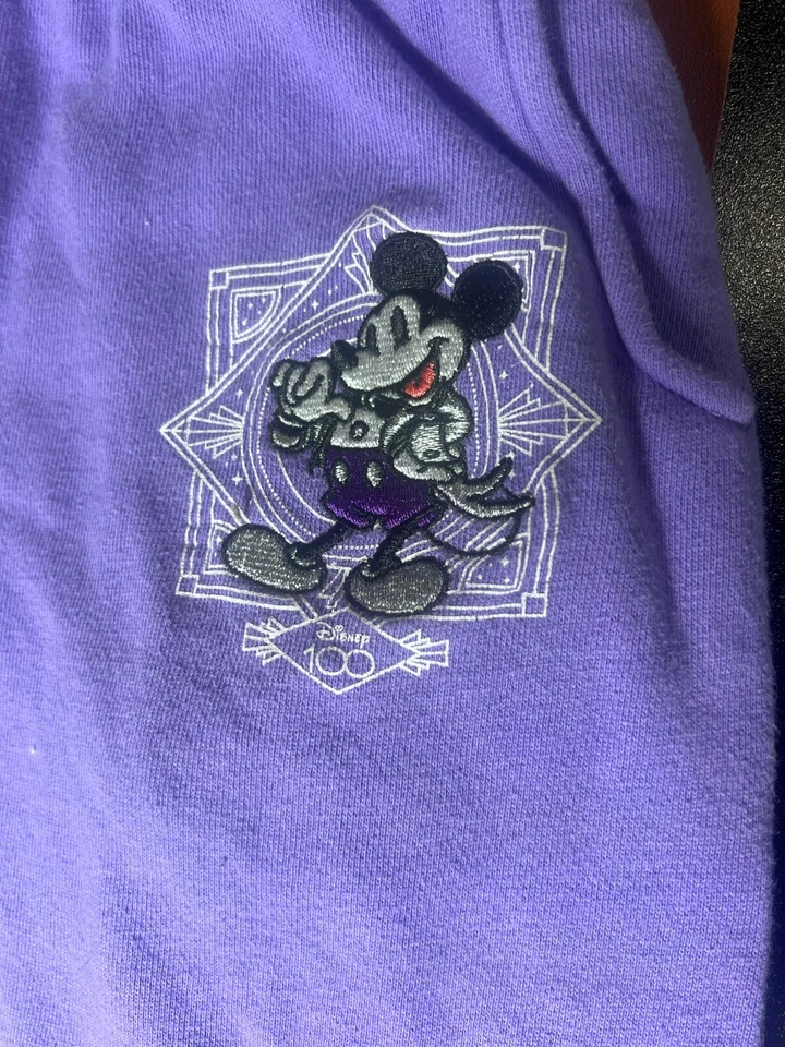 Disney 100 Years of Wonder Mickey Mouse Purple Sweatpants For Adult Size 7/8 - Image 2 of 4