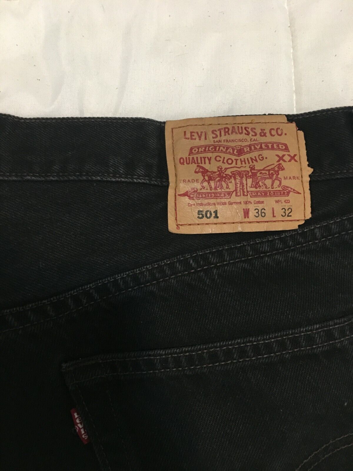 Levi Strauss 501 Levis Original Riveted Button Fly Black Jeans ~Tag Size 36  X 32 | eBay