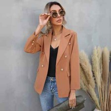 Women's Blazer Solid Color Peak Lapel Fashion Jacket Black Casual Coat for Women