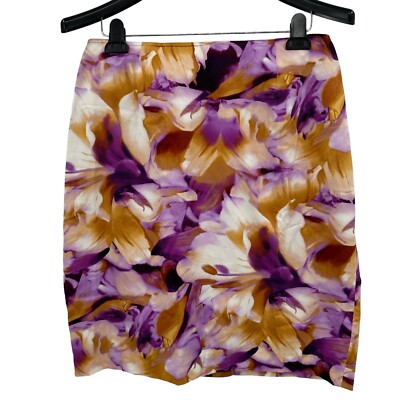 Jones New York Skirt 14W Woman Purple Multi Floral Cotton Stretch Short NEW $109