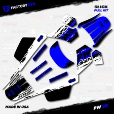 White & Blue Slick Racing Graphics kit fits Yamaha PW50 PW 50 All Years custom