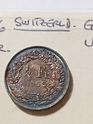 1956 SWITZERLAND 1/2 FRANC GOOD - Picture 4 of 6