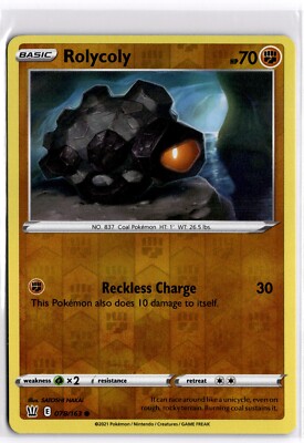 Pokemon TCG Rolycoly 078/163 Swsh05: Battle Styles Reverse Holo