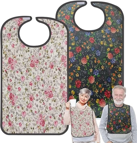 2 Pack Adult Bibs for Men and Women Adult Bibs for Elderly Clothing Protectors