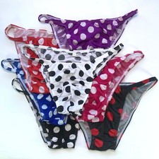 K377 P Para Hombres Cuerda Bikini Cuerda Cintura Estrecha Estampado Jersey Lunares Blancos Colores