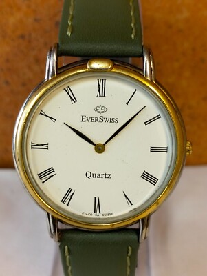 EVERSWISS QUARTZ WHITE DIAL 1159 SWISS MEN'S SLIM FULL WORKING CONDITION VINTAGE