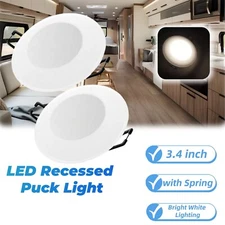 2PCS 12V 3.4" RV LED Recessed Lights Dimmable Puck Lights for Trailer Camper