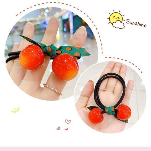 Corbatas elásticas para el cabello con bobbles de cereza | Accesorios para peinado para mujeres niños #1238 - Imagen 8 de 8