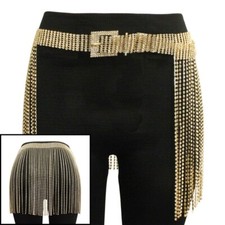 8 LINE GOLD FRINGE RHINESTONE BELT 2827
