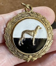 Vintage Whippet Racing gold coloured enamel medal awarded Gresley V Knipton