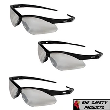 3 PAIR KLEENGUARD NEMESIS SAFETY GLASSES INDOOR/OUTDOOR MIRROR BLACK FRAME 25685