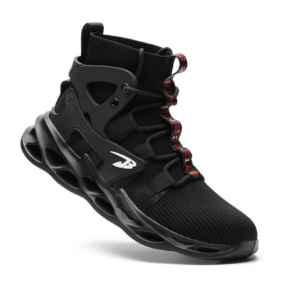 Men Steel Toe Boots Work Safety Shoes Puncture Proof Non Slip black tennis shoes