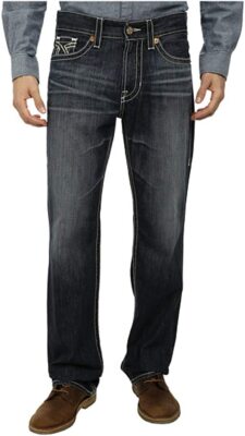 Big Star Mid Rise Union Straight Leg Omega Embroidered Dark Jean 32 x 31
