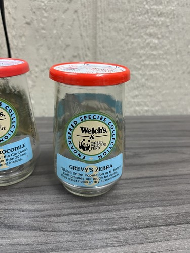 3 Vintage Welch's World Wildlife Fund Endangered Species Jelly Jar Juice Glasses - Picture 7 of 7
