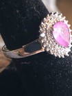 Hot Pink Sapphire Surrounded by Zircon Ring, Size 7 — photo 3
