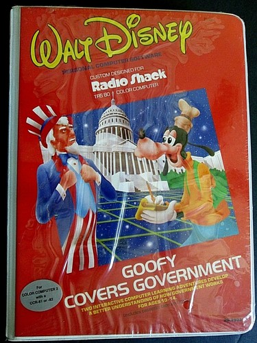 Disney Radio Shack Goofy Cover Governo PC Software 1983 TRS-80 Computer - Foto 1 di 4