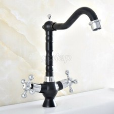Chrome Black Brass Swivel Bathroom Kitchen Basin Sink Faucet 2 Handles Mixer Tap