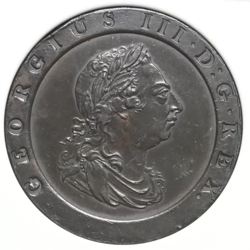 GREAT BRITAIN. George III, Huge Cartwheel Copper Twopence, 1797, NGC AU55 BN