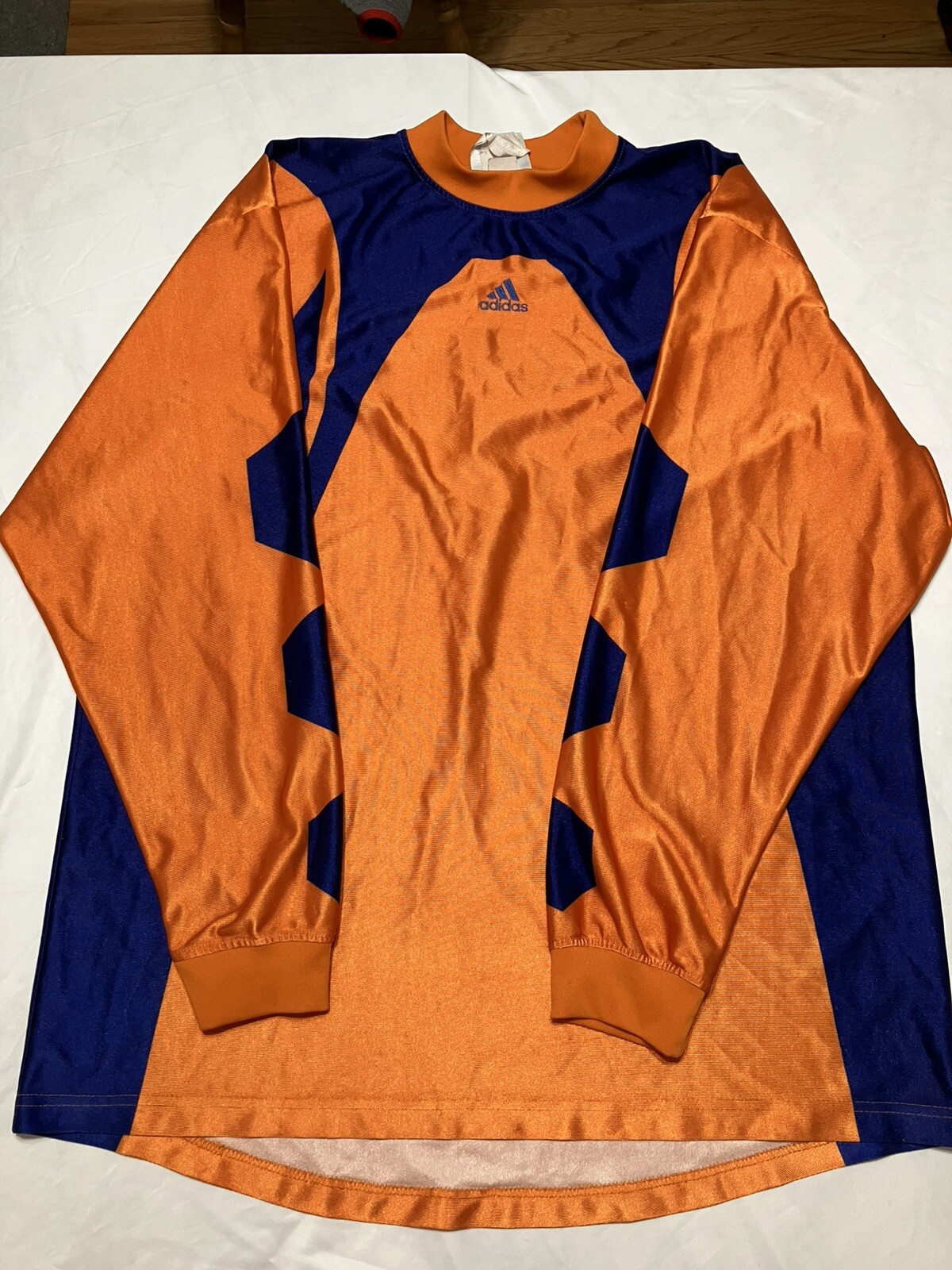 Rare Adidas Vintage Goalkeeper Football Shirt Soccer Jersey Blue/Orange Size XL