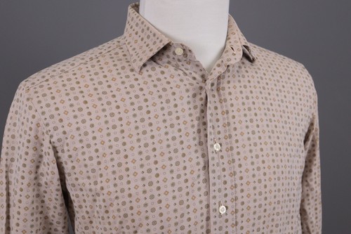 Etro Milano Brown Printed Linen Long Sleeve Button Down Shirt Size 40 - Picture 7 of 21