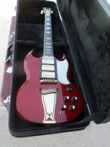 EPIPHONE SG LES PAUL CUSTOM W/ 3 PICKUPS,1963 LES PAUL MODELW/CASE AND KEY MINTY