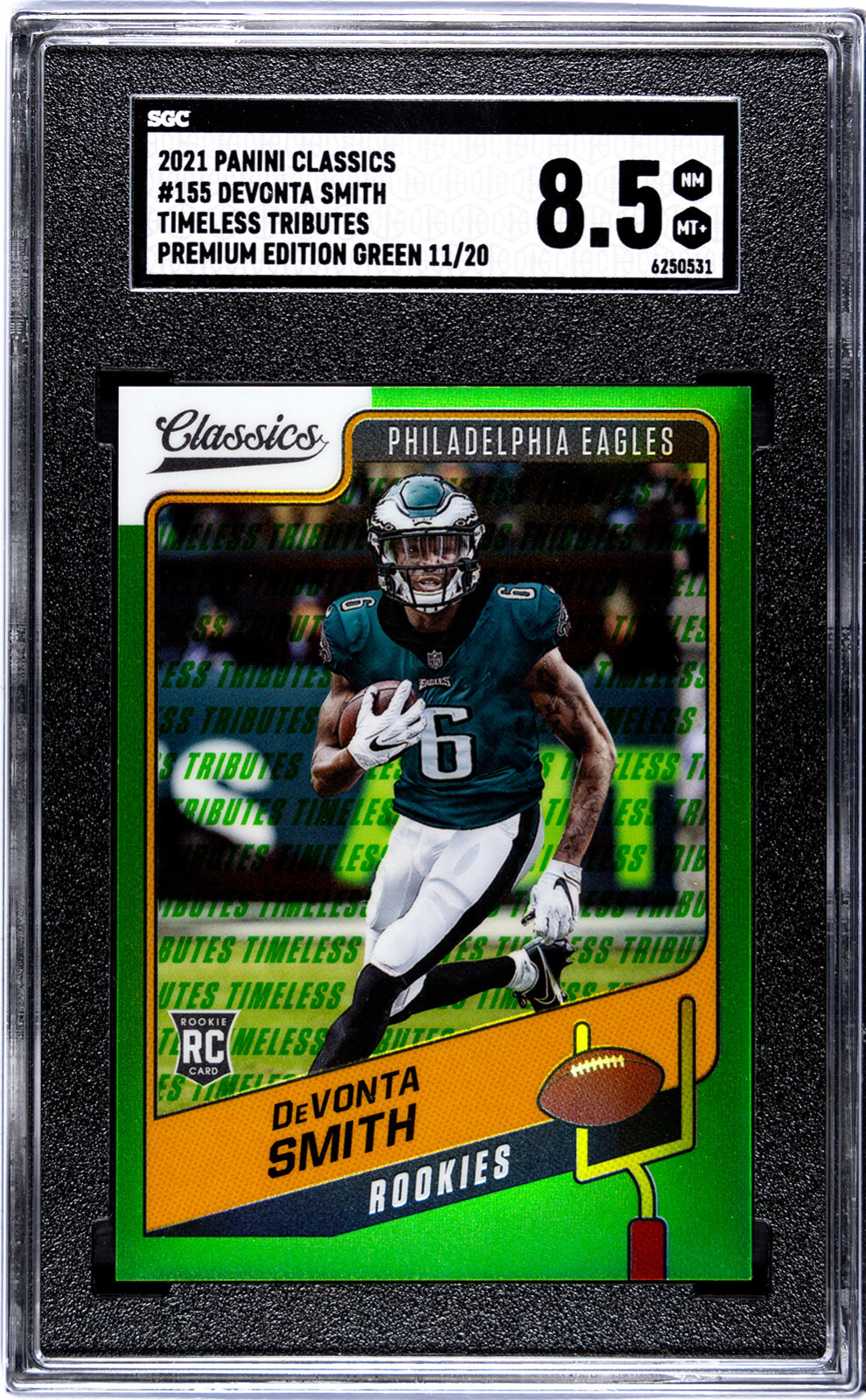 DeVonta Smith Panini Classics #155 Premium Edition Timeless Tributes Green