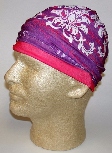 Purple White Asian Flower Tubular Multi Function Head Wear 12 USES! Biker Beanie - Picture 3 of 11