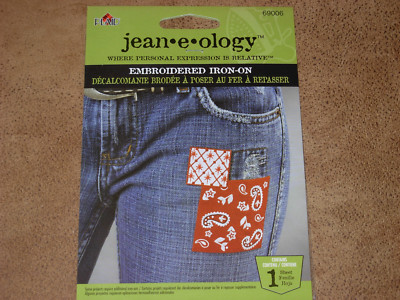 Jeaneology Jeans Applique IronOn Embroidery patches~Pockets Clothing Apparel NEW