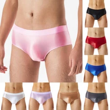 Men Wetlook Shiny Satin Glossy Panties Swimming Trunks Knickers Briefs Underwear