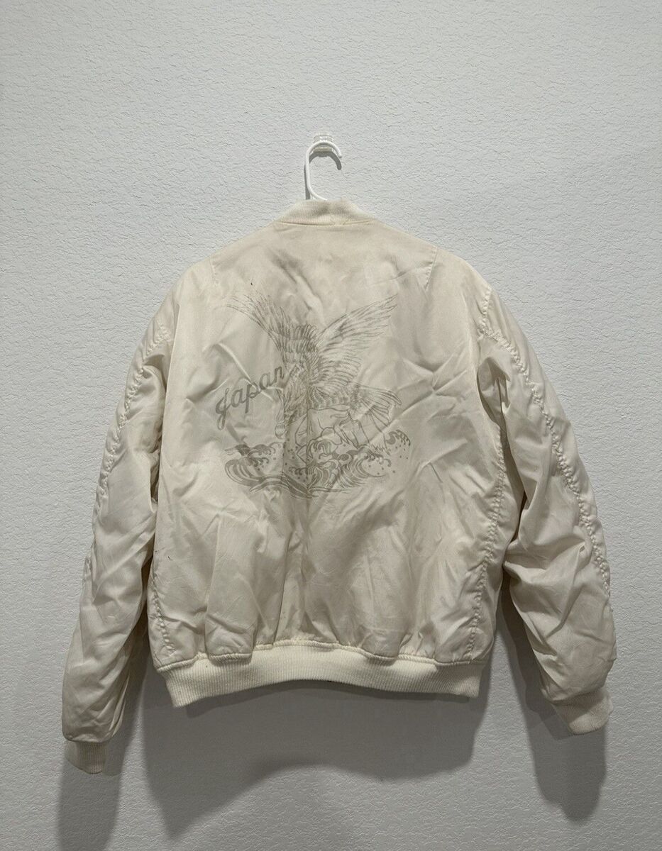 Vintage VTG Japan Ma 1 Bomber Jacket White Cream Mens Medium Vintage VTG Japan Ma 1 Bomber Jacket White Cream Mens Medium