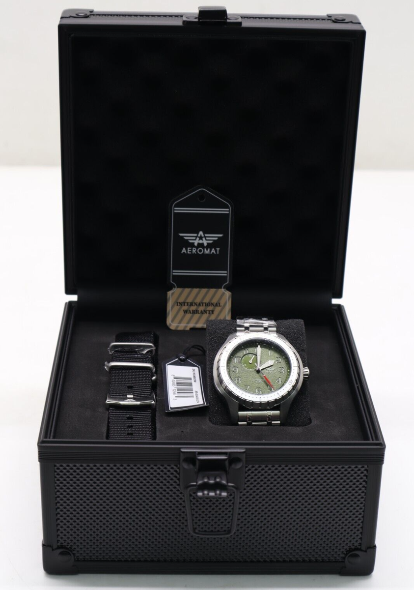AEROMAT Airspeed Jet Black Automatic Pilot Watch for Men - 44 mm 