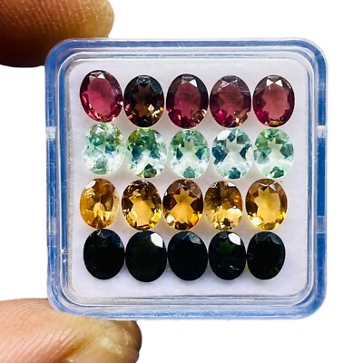 Selene Gems VVS 20 Stk Natürliche Multi Turmalin Oval 5x4 mm Lose Edelsteine